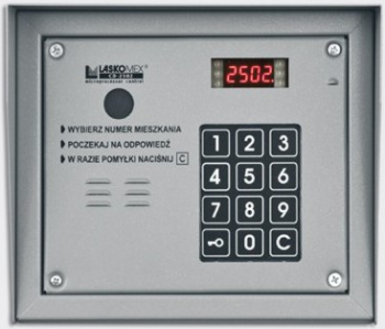 Panel audio z czytnikiem RFID, kolor srebrny, 4 wejścia, maksymalnie 64 klatki, Laskomex